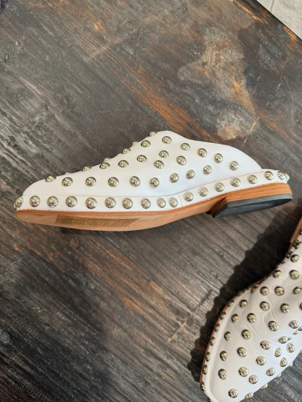 PRÜNE White Studded Slip-On Mules size 39 - Picture 4 of 16
